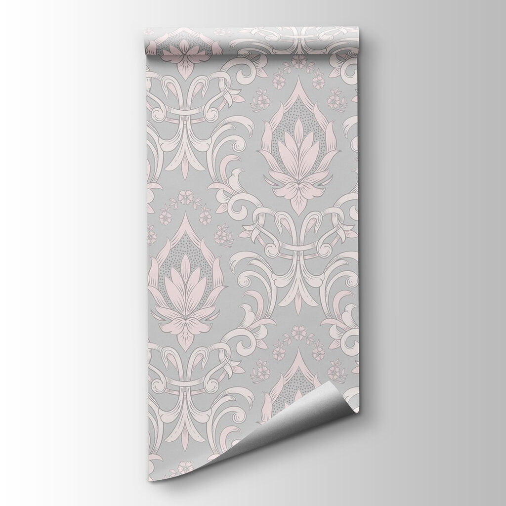 Wallpaper with pink and white designs