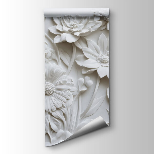 White flower sculpture on a white surface