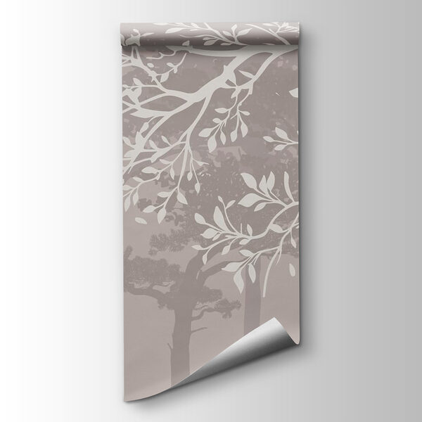 Group of trees with birds flying