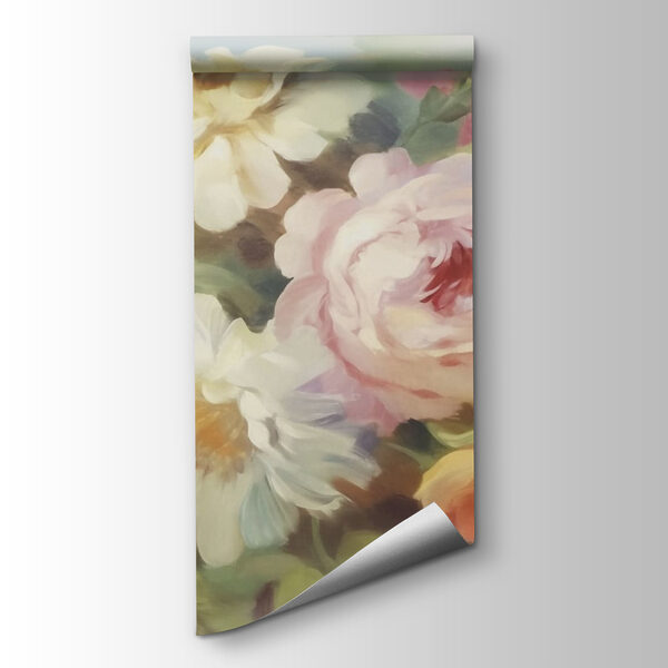 Painting of flowers on a blue background