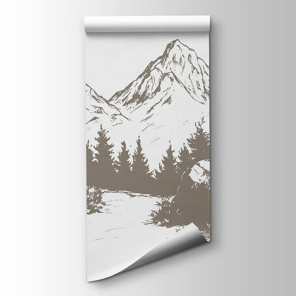 Mountain range with trees and rocks