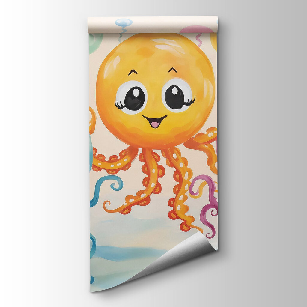 Group of octopuses with balloons