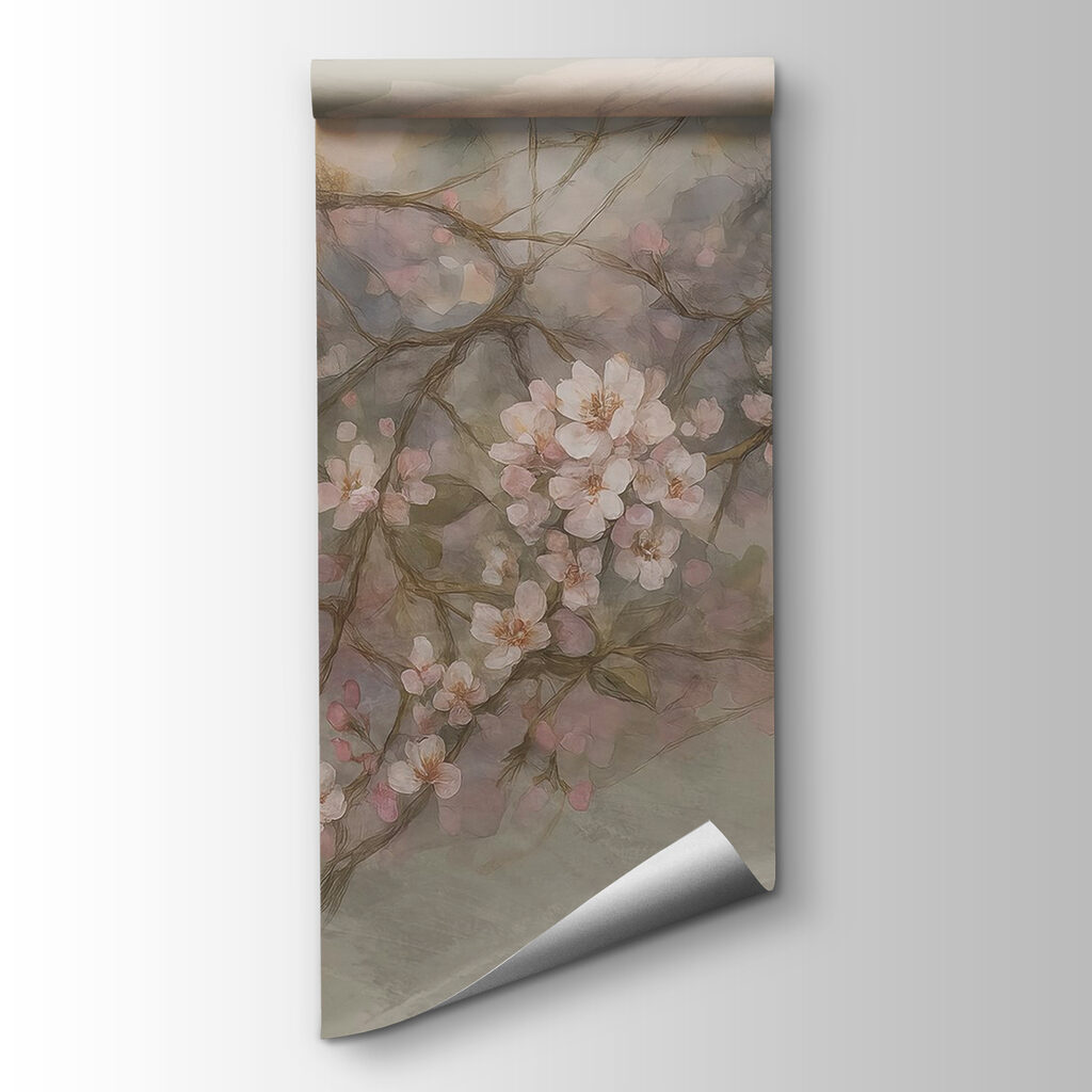 Painting of flowers on a branch