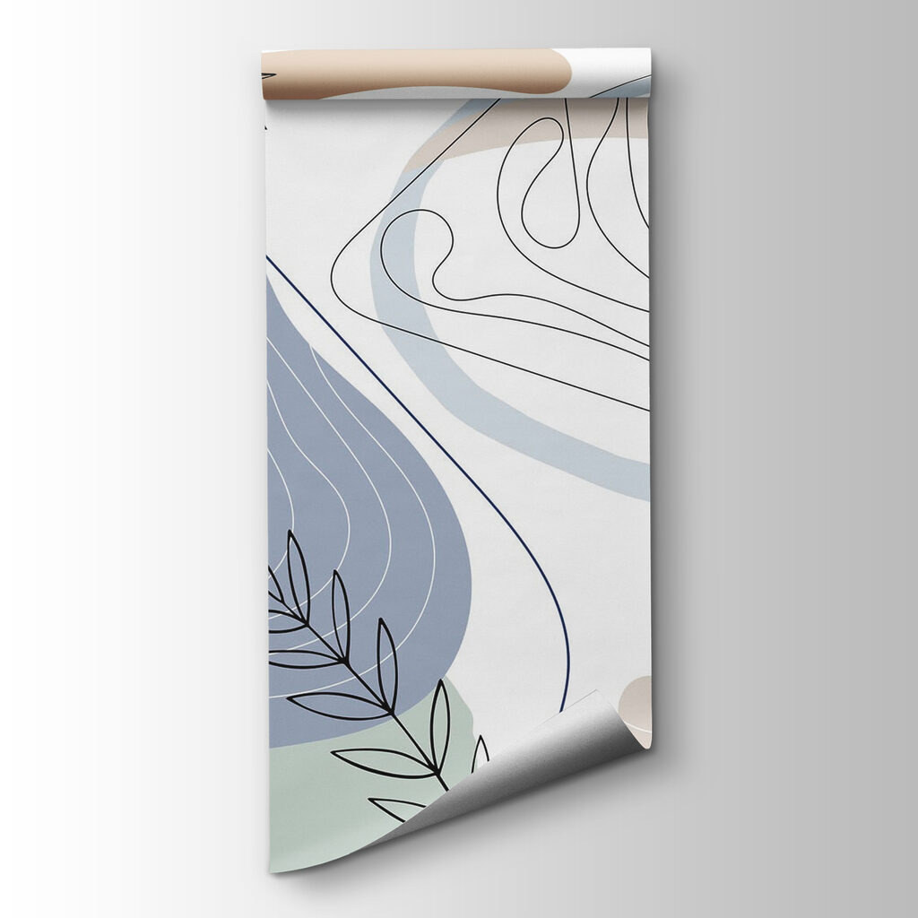 Abstract shapes and leafy accents