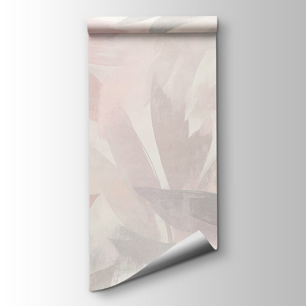 White and pink background with leaves