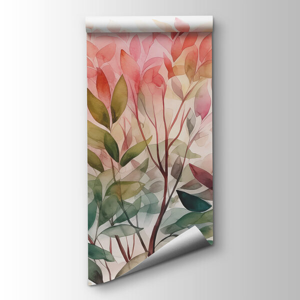 A painting of a tree with leaves