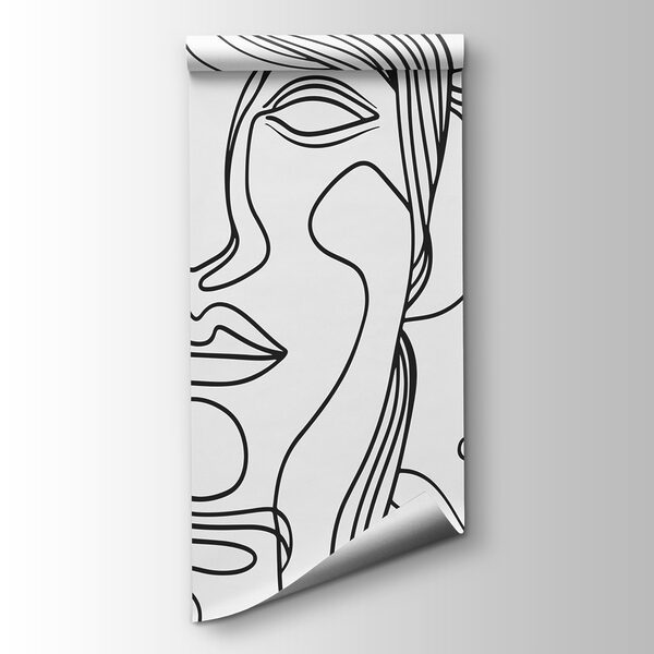 Black and white drawing of faces