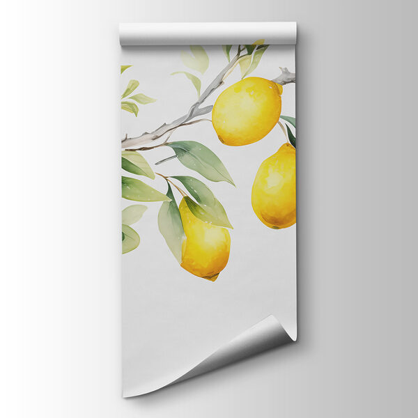 Branch of lemon tree with yellow fruits