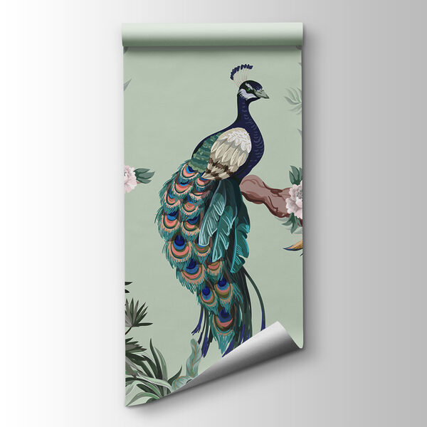 Wallpaper with birds on branches