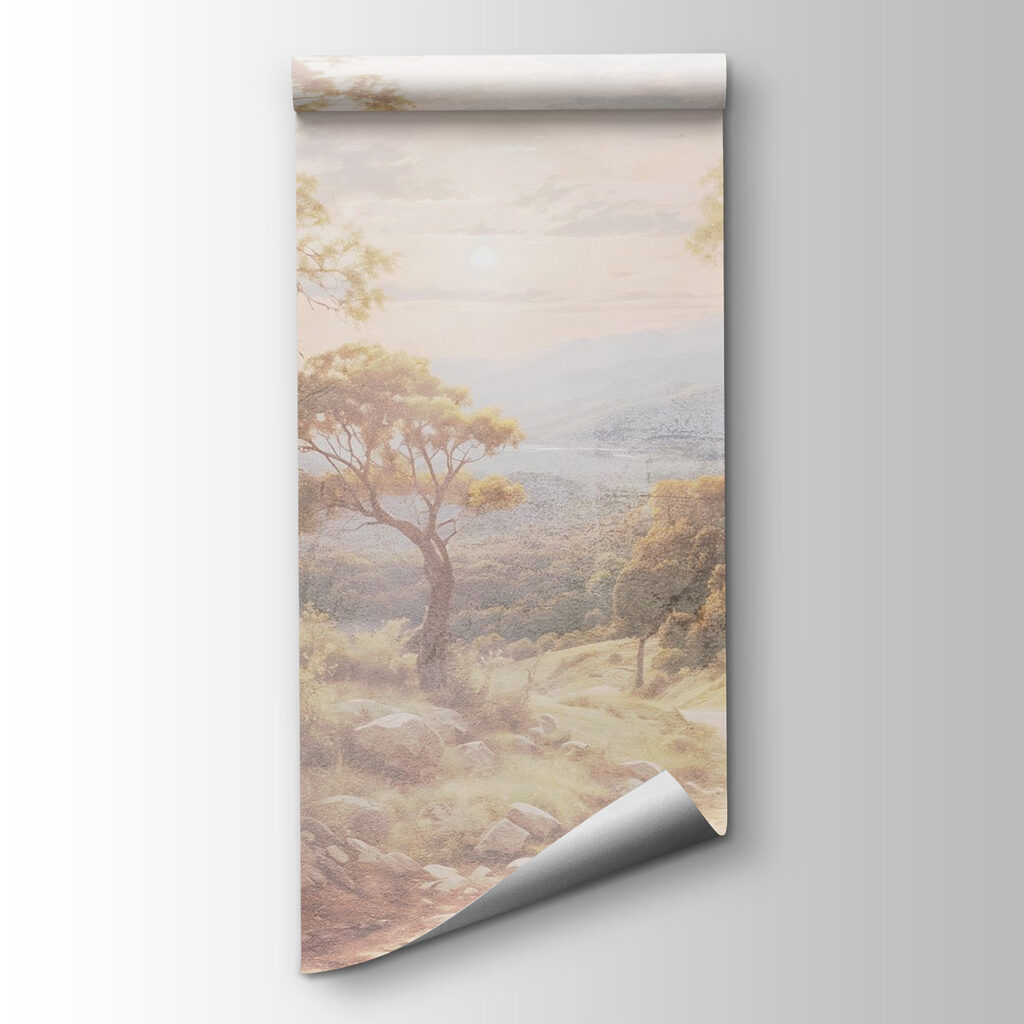 Dirt road with trees and mountains in the background