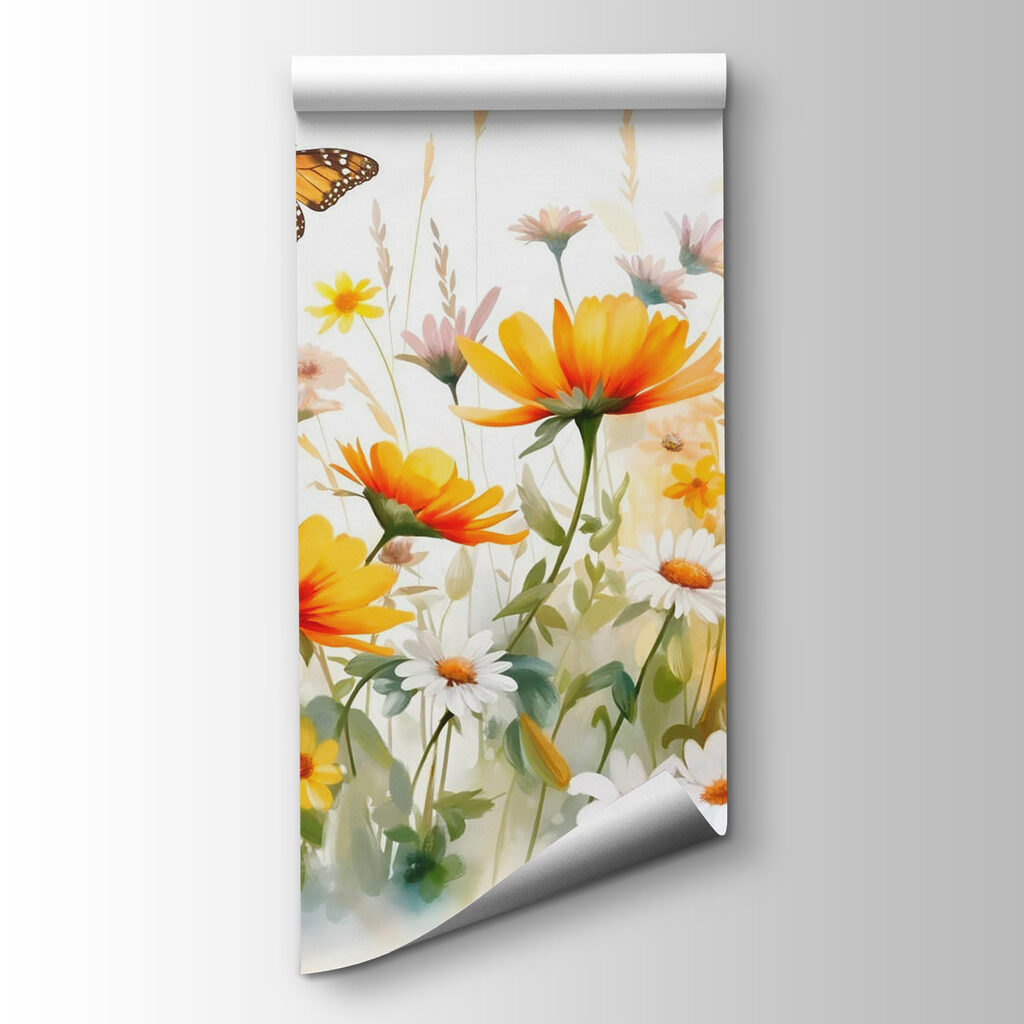 Butterfly flying over flowers