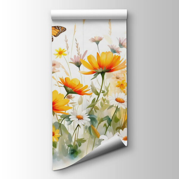 Butterfly flying over flowers