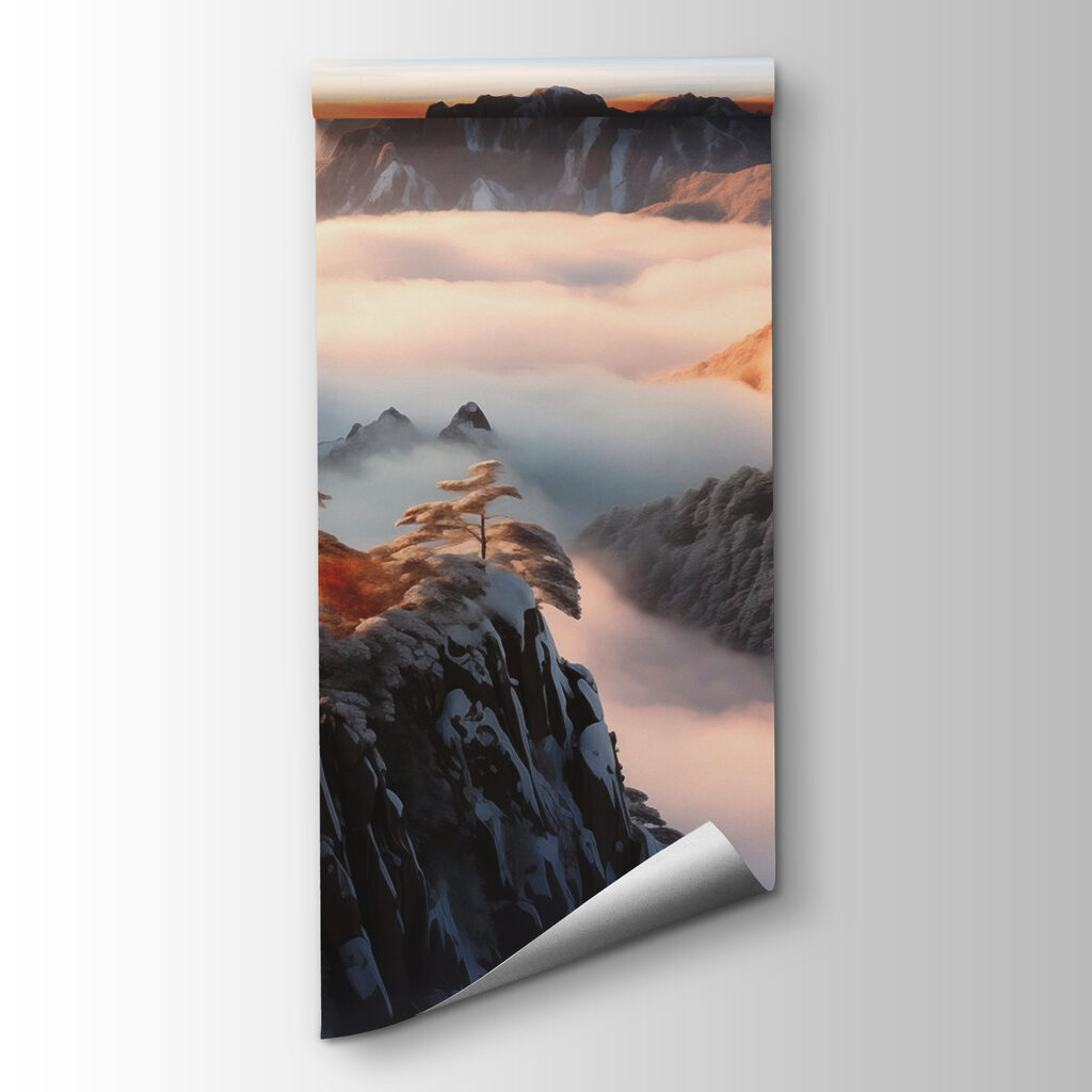 Mountain range with snow and clouds