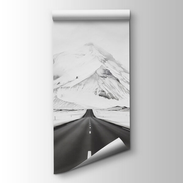 Road leading to a snowy mountain