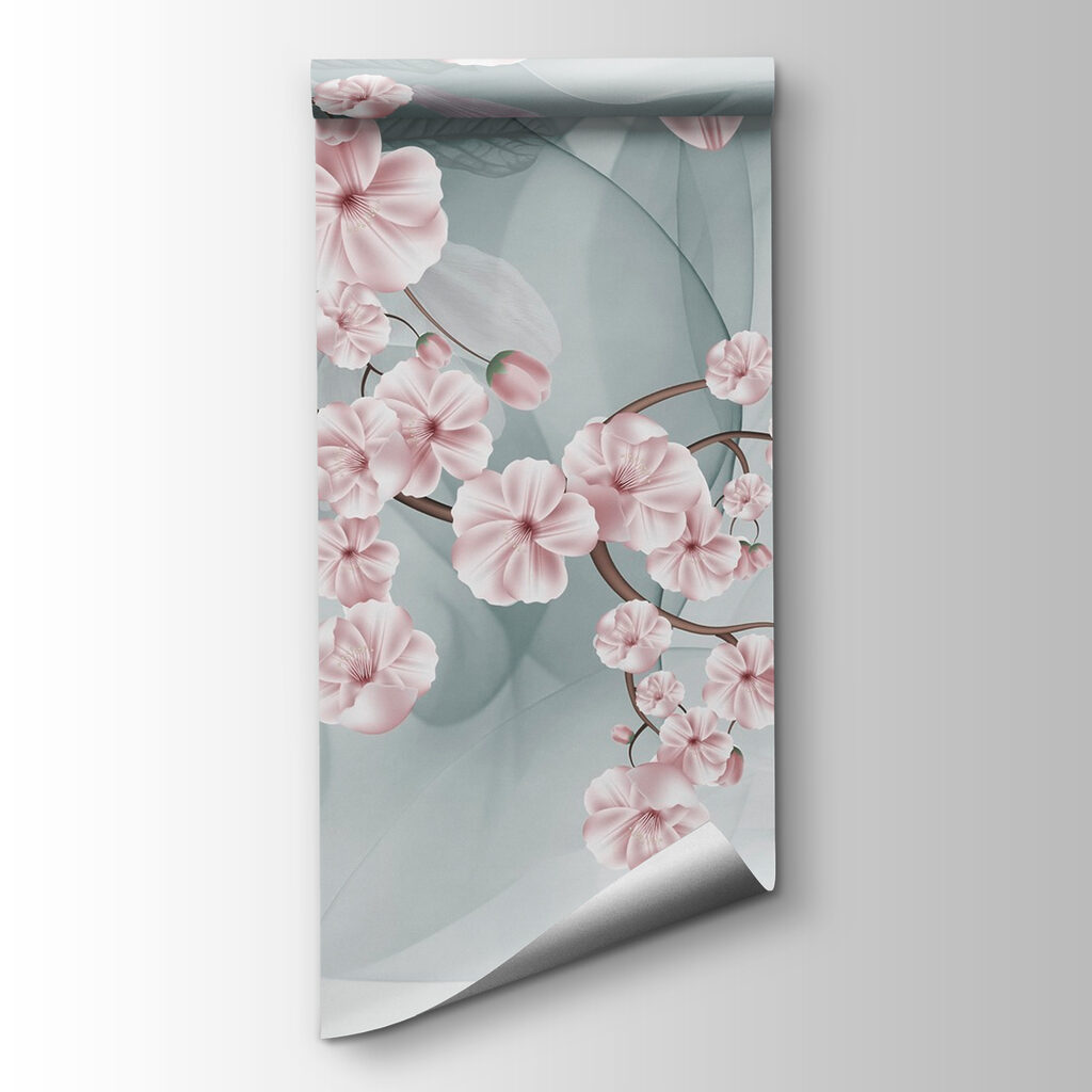 Branch with pink flowers and white flowers Branch with pink flowers and white flowers