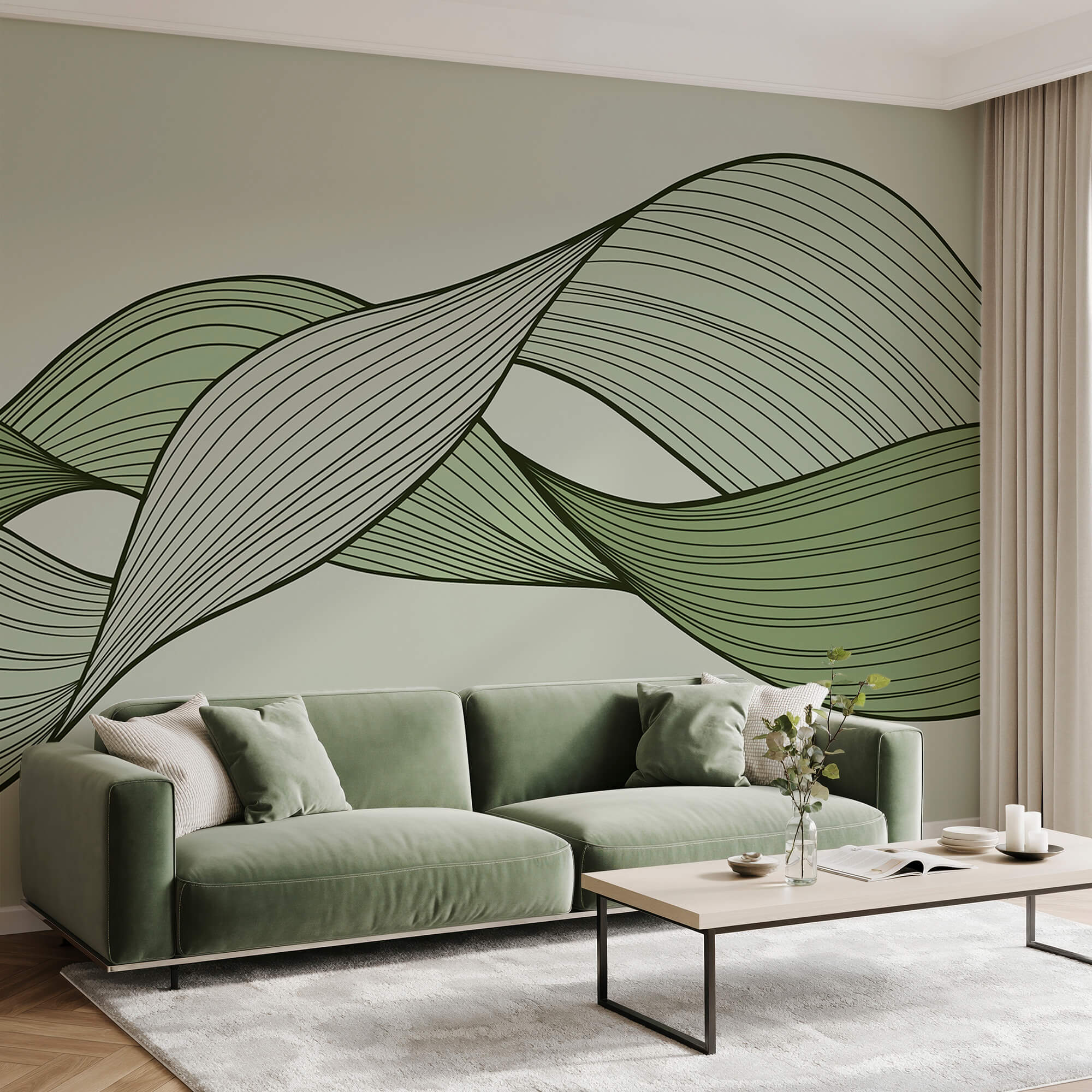 Linee ondulate verdi e nere