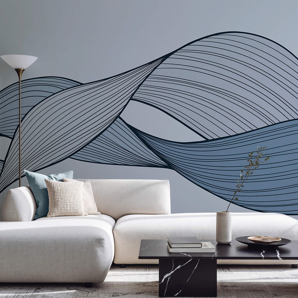 Linee ondulate blu e nere