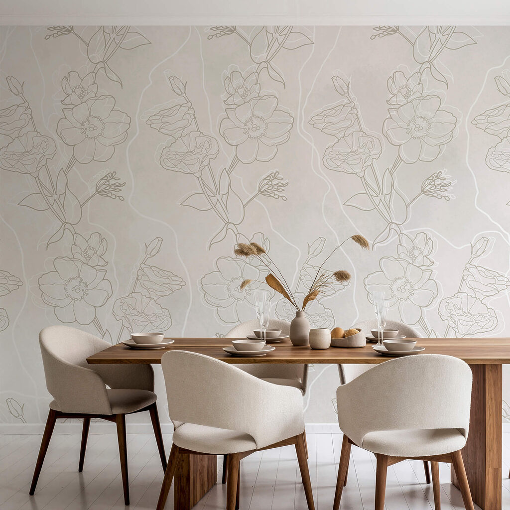 Motivo floreale bianco e marrone Motivo floreale bianco e marrone