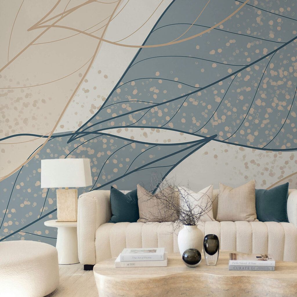 Le morbide tonalità dei motivi a foglia si intrecciano Le morbide tonalità dei motivi a foglia si intrecciano