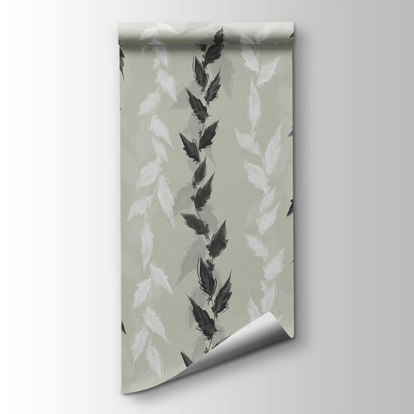 Black and white leaves on a gray background Black and white leaves on a gray background