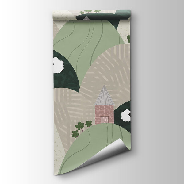 Landscape with hills and flowers