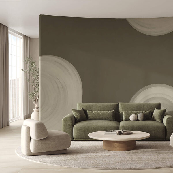 Carta da parati Carta da parati Oggetto bianco a spirale su sfondo marrone (COD: t00442)