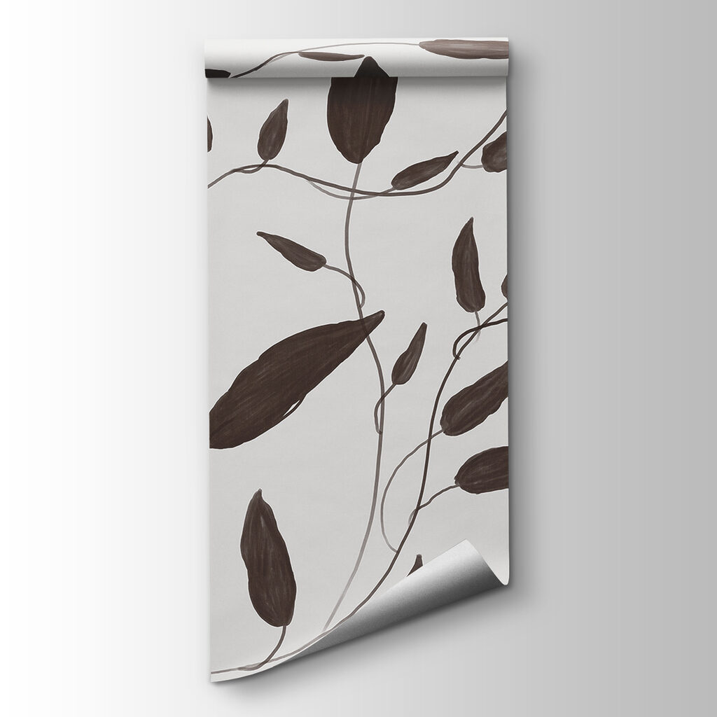 Drawing of leaves on a white background