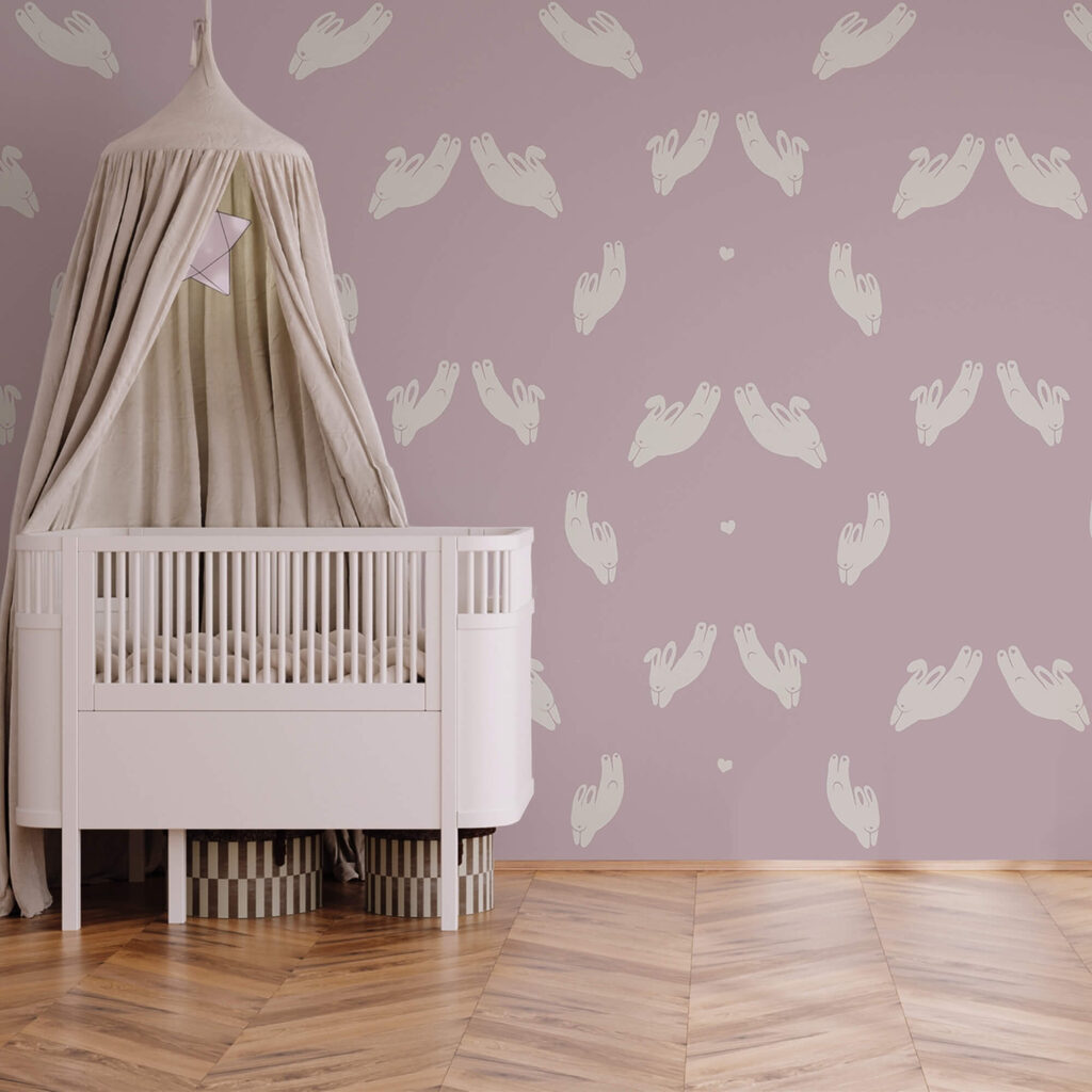 Motivo di conigli su sfondo viola