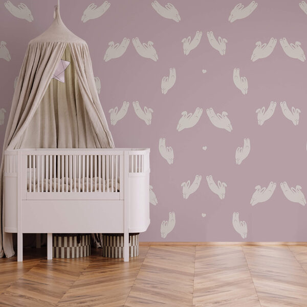 Motivo di conigli su sfondo viola