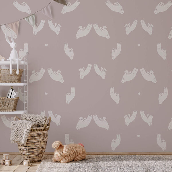 Motivo di conigli su sfondo grigio