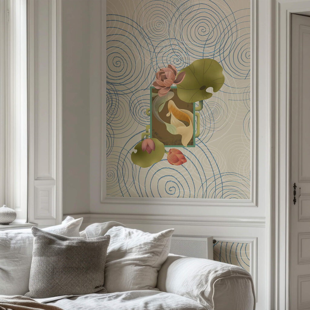 Motivo a spirali e fiori