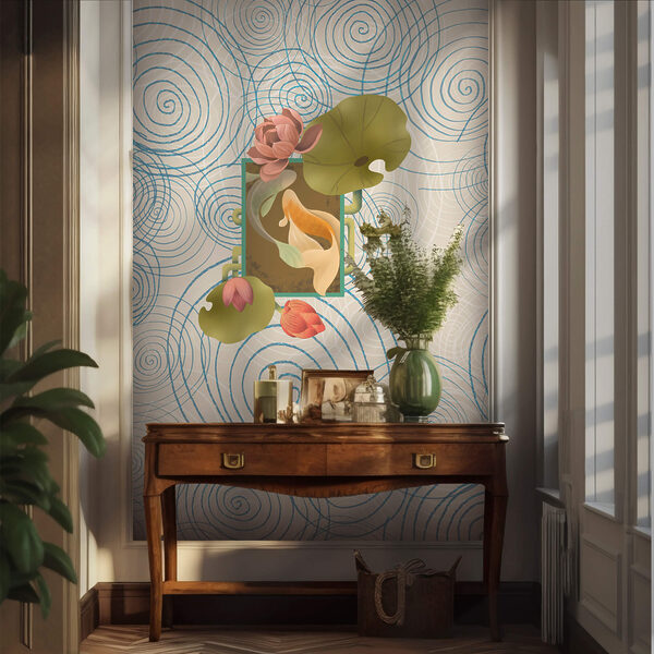 Motivo a spirali e fiori