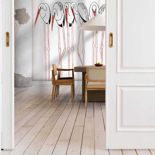 Gruppo di uccelli con zampe lunghe