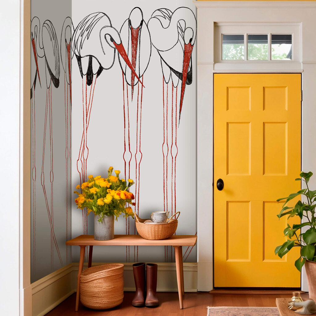 Gruppo di uccelli con zampe lunghe