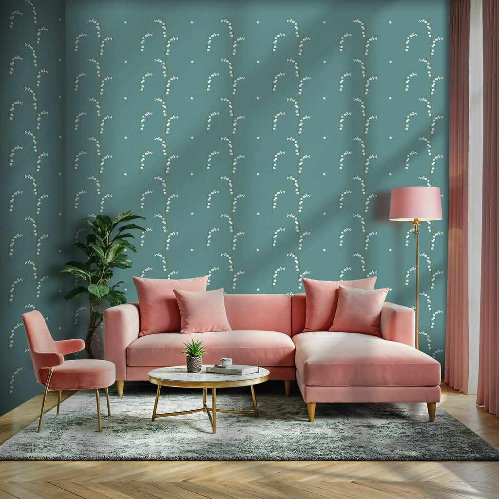 Motivo di fiori bianchi su sfondo blu