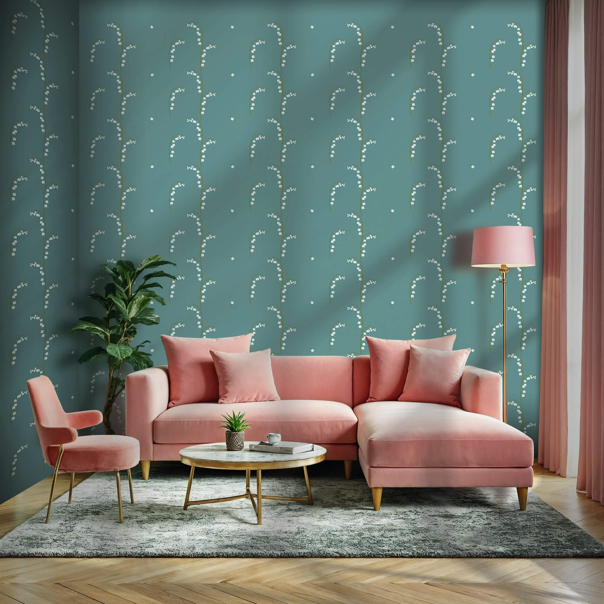 Motivo di fiori bianchi su sfondo blu