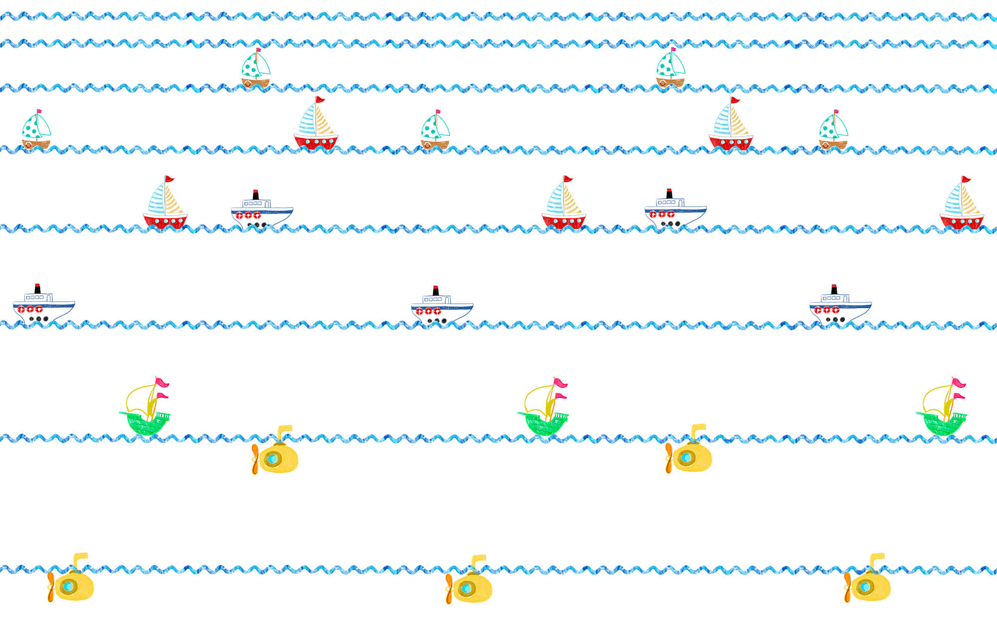 Pattern of boats and submarine
