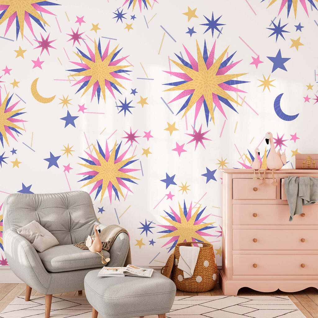 Motivo di stelle e luna