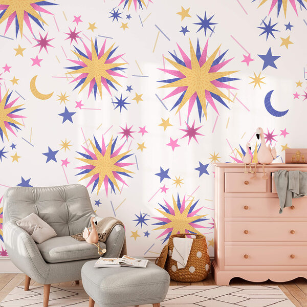 Motivo di stelle e luna