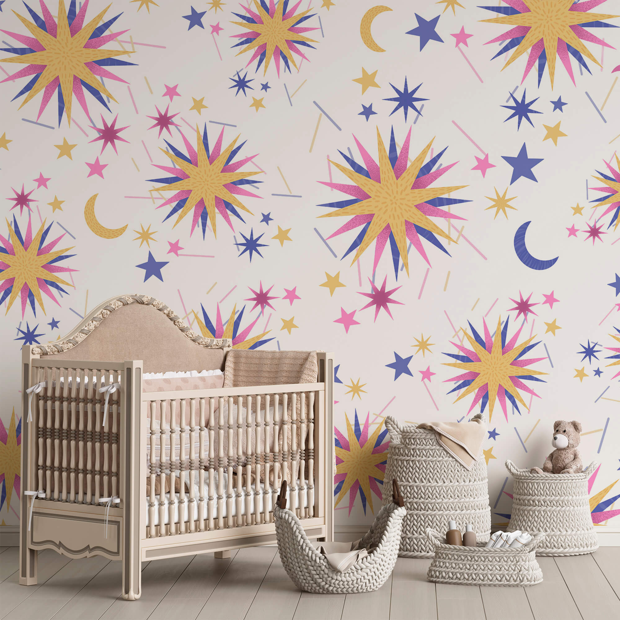 Motivo di stelle e luna