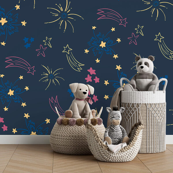 Motivo di fuochi d'artificio e stelle