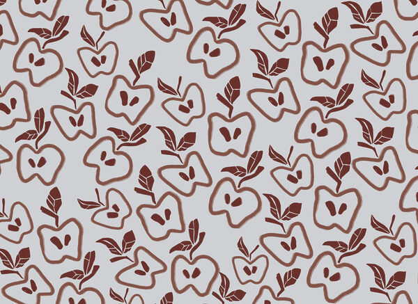 Pattern of apples and leaves