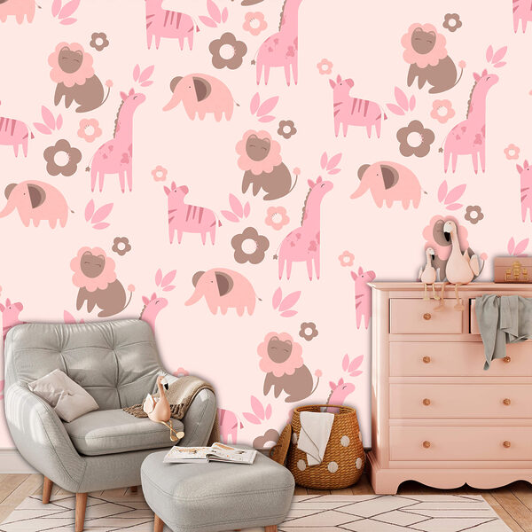 Motivo di animali e fiori