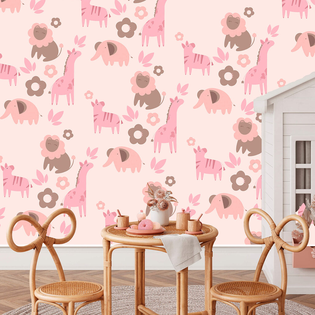 Motivo di animali e fiori