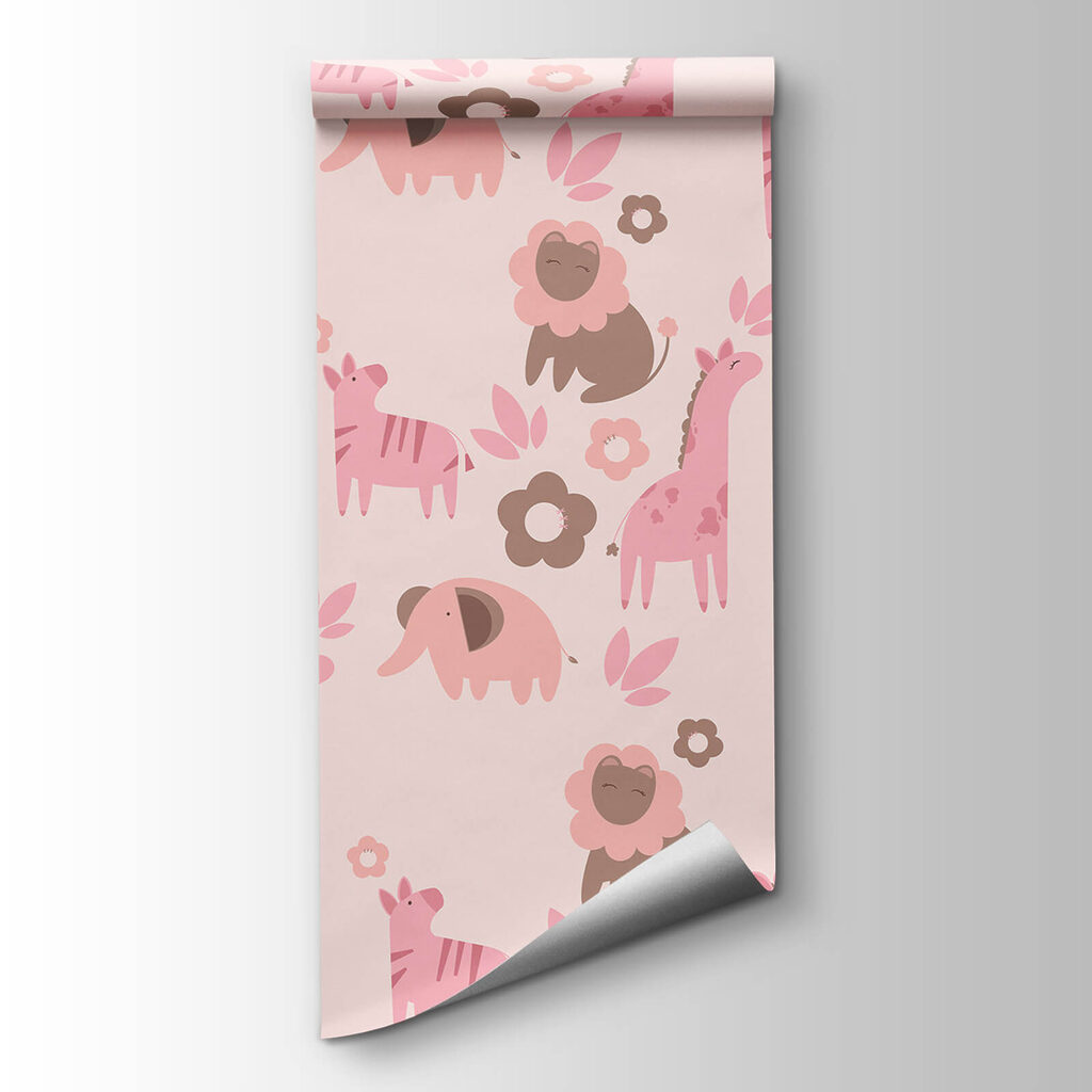 Pattern of animals and flowers