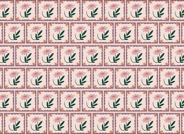 Pattern of flowers and leaves