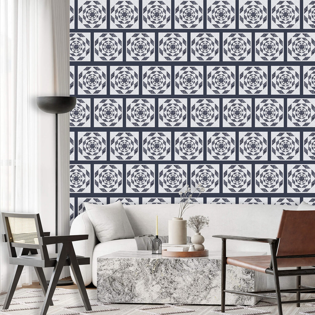 Motivo a quadrati e motivo floreale