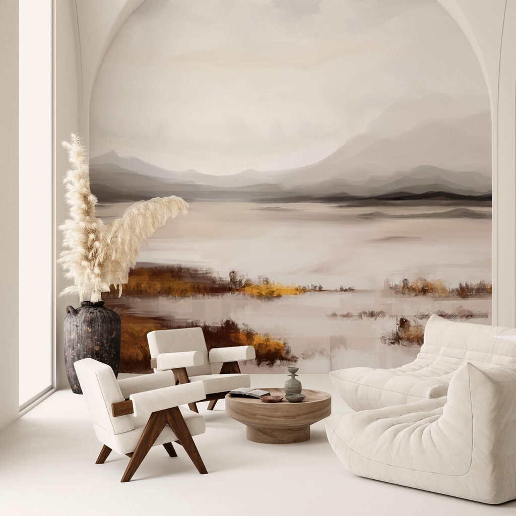 Paesaggio di un lago con le montagne sullo sfondo Paesaggio di un lago con le montagne sullo sfondo