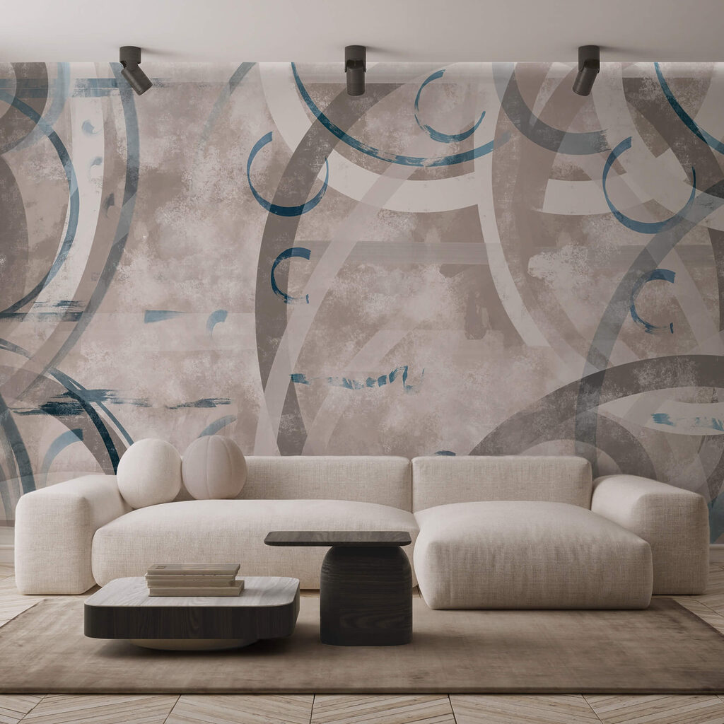 Vortici e cerchi grigi e blu