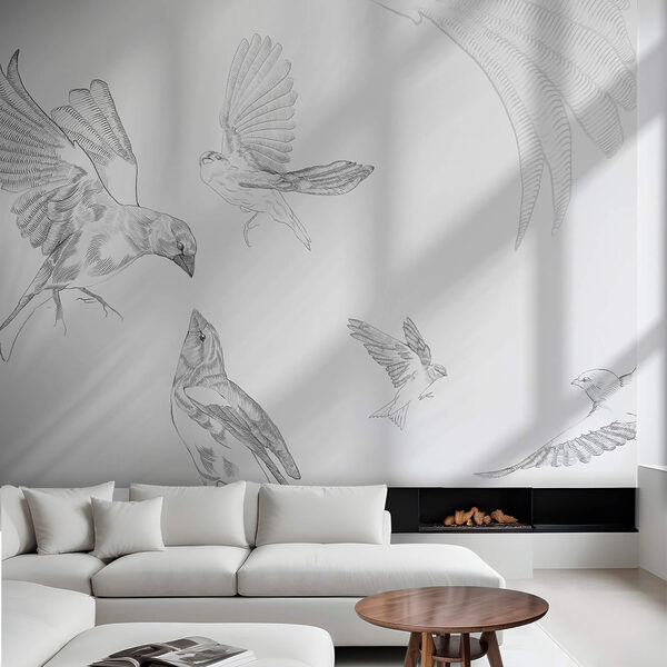 Gruppo di uccelli con le ali